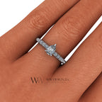 DIAMOND Engagement Ring Genuine Pear F-H VS 0.33 ct (0.69 ctw) 6x4mm 14k Gold (Y, W, R), 18k Gold, Platinum w Pave Diamond Band Promise Ring