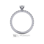 DIAMOND Engagement Ring Genuine Pear F-H VS 0.33 ct (0.69 ctw) 6x4mm 14k Gold (Y, W, R), 18k Gold, Platinum w Pave Diamond Band Promise Ring