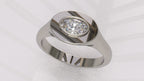 0.33 Ctw East-West Sideways Oval Signet Diamond Ring - 14K 18K (Yellow White Rose) Platinum Gold /