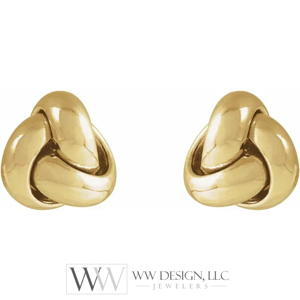 6mm Knot Earrings - 14K Gold (Yellow or White), Sterling Silver