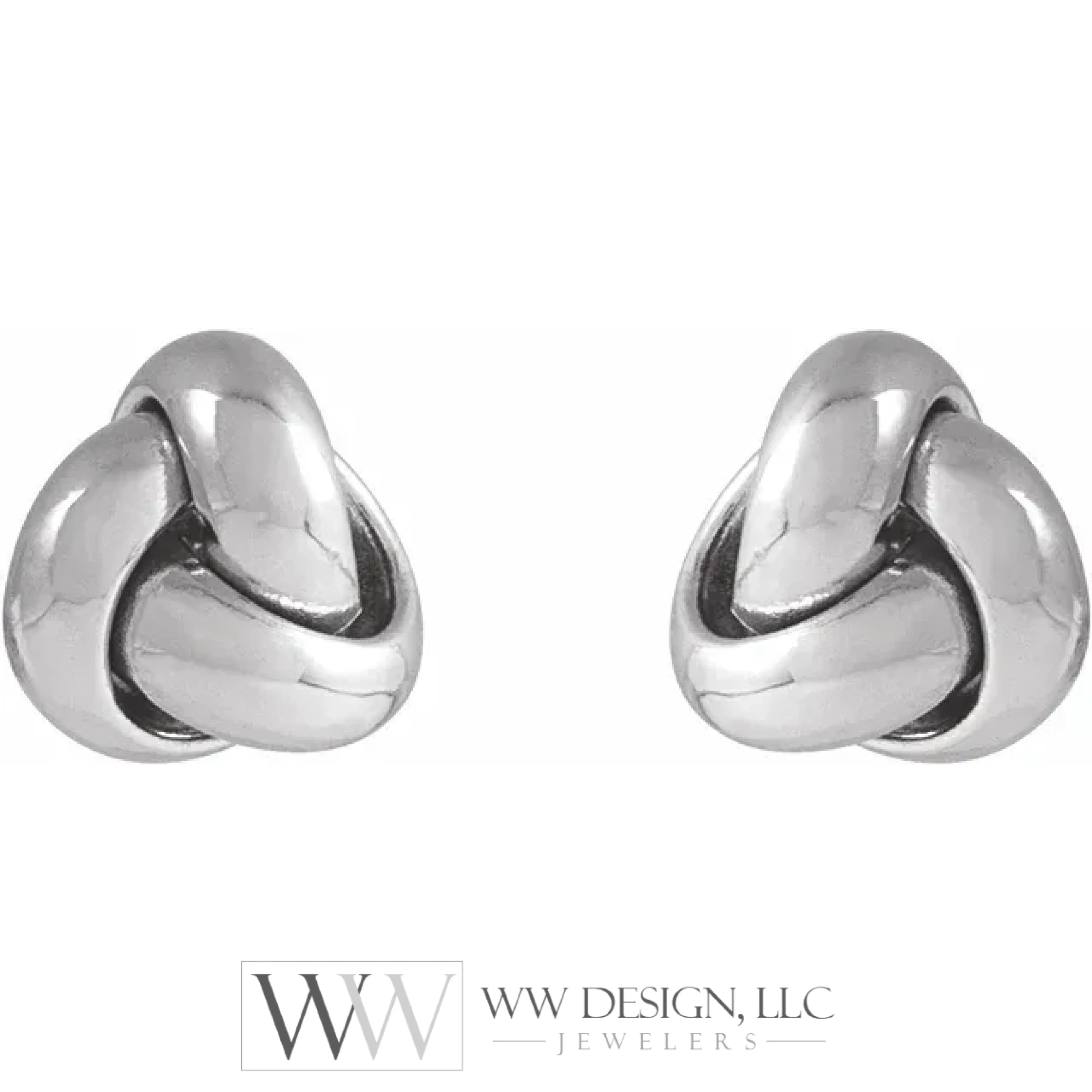 6mm Knot Earrings - 14K Gold (Yellow or White), Sterling Silver