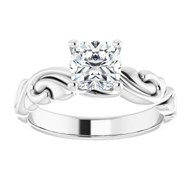 1Ct Swirl Engagement Ring - Platinum 18K 14K Or 10K (Y W R) Rings