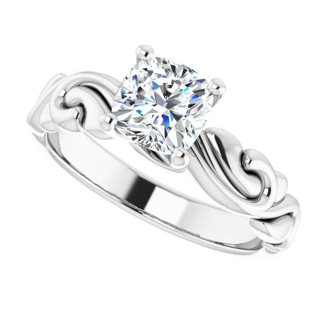 1Ct Swirl Engagement Ring - Platinum 18K 14K Or 10K (Y W R) Rings