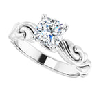 1Ct Swirl Engagement Ring - Platinum 18K 14K Or 10K (Y W R) Rings