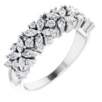 5/8 Ctw Natural Diamond Floral Anniversary Band Ring - Platinum Or 14K Gold (Y W R) Rings