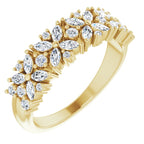 5/8 Ctw Natural Diamond Floral Anniversary Band Ring - Platinum Or 14K Gold (Y W R) Rings