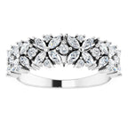 5/8 Ctw Natural Diamond Floral Anniversary Band Ring - Platinum Or 14K Gold (Y W R) Rings