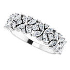 5/8 Ctw Natural Diamond Floral Anniversary Band Ring - Platinum Or 14K Gold (Y W R) Rings