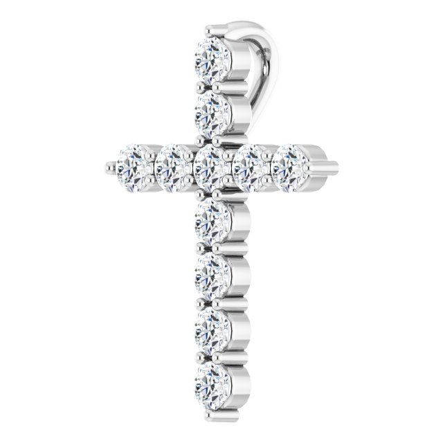 14K White 1/4 CTW Lab-Grown Diamond Cross Pendant
