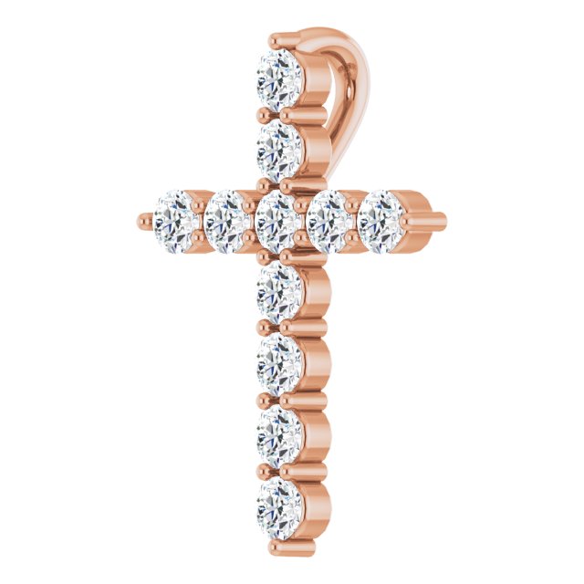 14K Rose 1/4 CTW Natural Diamond Cross Pendant