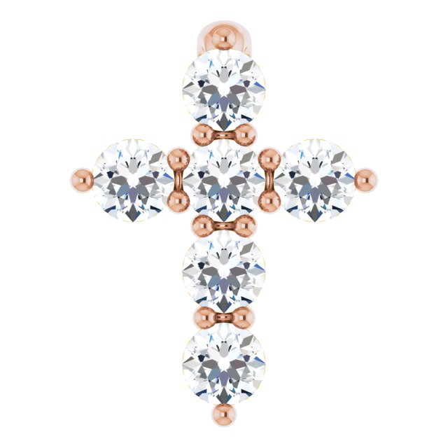 14K Rose 1/6 CTW Natural Diamond Cross Pendant