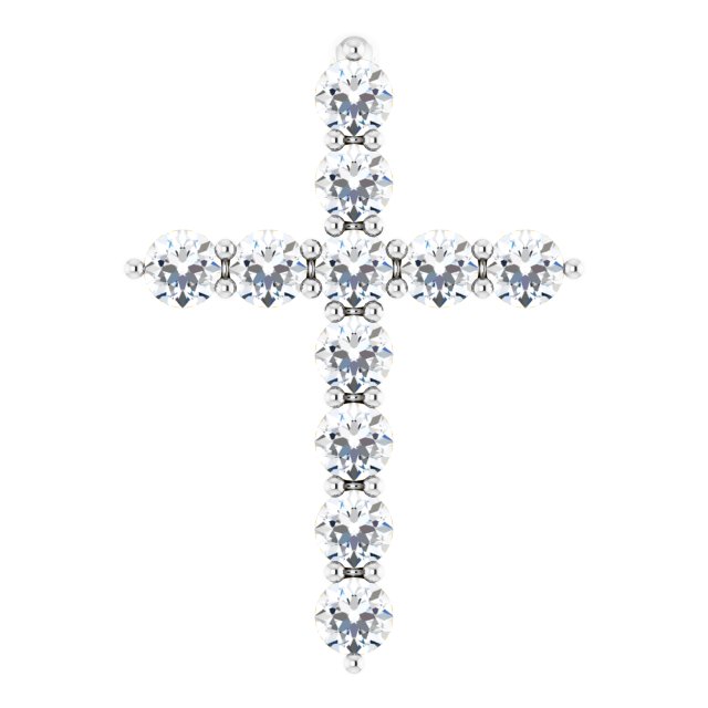 14K White 1/4 CTW Natural Diamond Cross Pendant