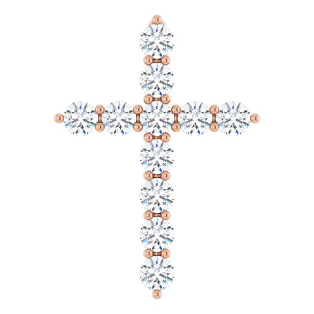 14K Rose 3/8 CTW Lab-Grown Diamond Cross Pendant