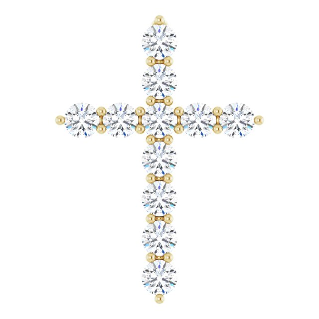 14K Yellow 3/8 CTW Natural Diamond Cross Pendant