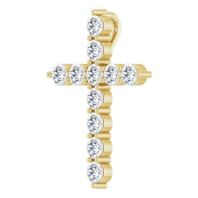14K Yellow 3/8 CTW Natural Diamond Cross Pendant