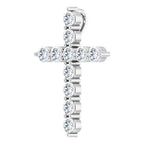 14K White 3/8 CTW Natural Diamond Cross Pendant