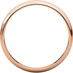 2.5mm Half Round Light Wedding Band Stackable Ring - 14k Gold (Y, W, or R), Palladium, Platinum, Sterling Silver