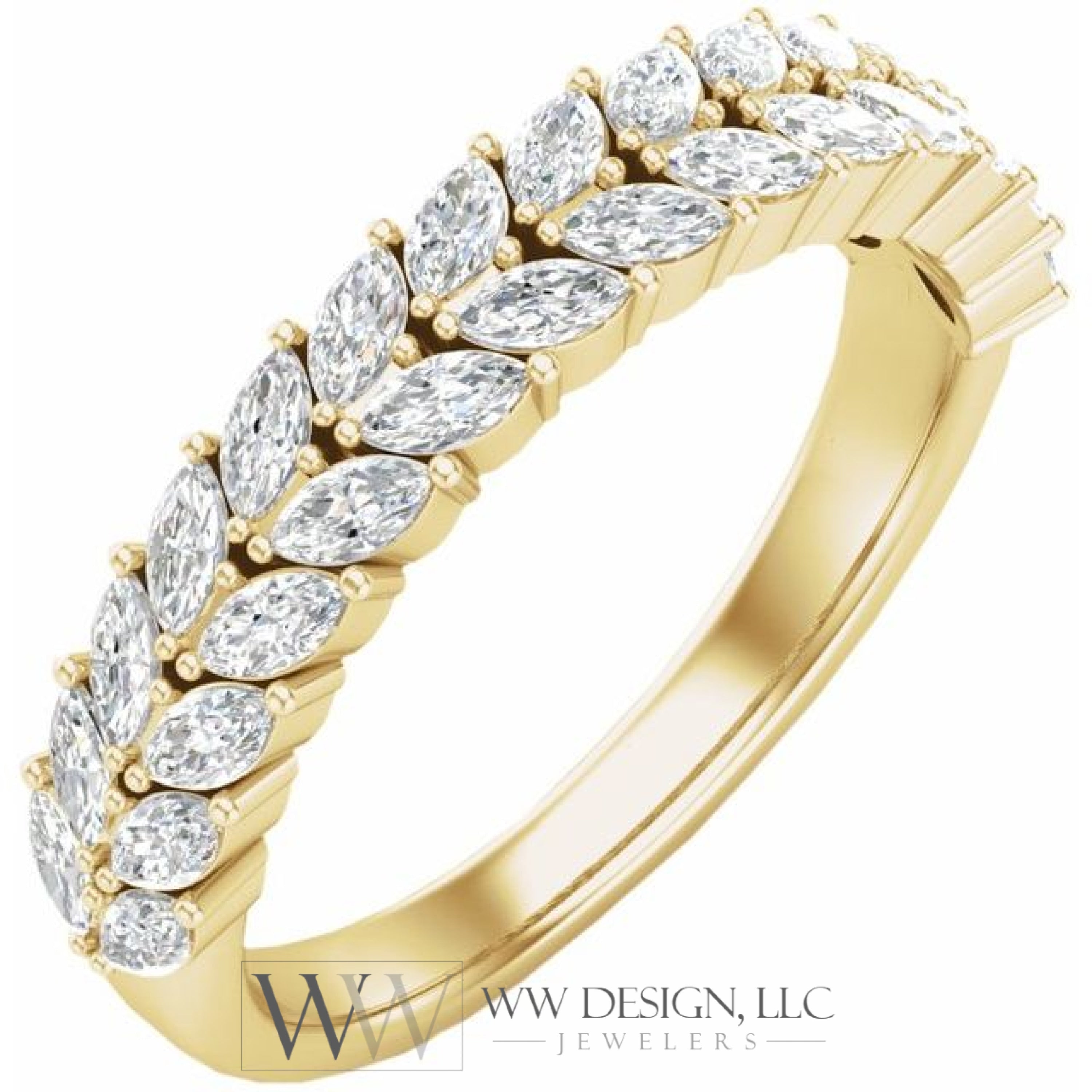 7/8 Ctw Natural Diamond Double Row Anniversary Band Ring - 14K (Y W Or R) Rings