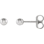 3mm Ball Earrings with Bright Finish - 14K Gold (Yellow or White)