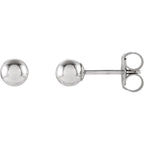 4mm Ball Earrings with Bright Finish - 14K Gold (Yellow or White)