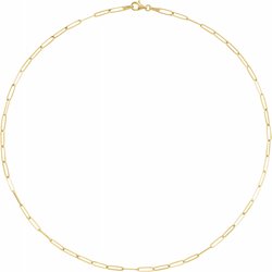 2.6 mm Thin Elongated Flat Link Paperclip Chain - 14k Gold (Y, W, or R), or Sterling Silver - wwdesignjewelry.com
