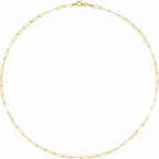2.6 mm Thin Elongated Flat Link Paperclip Chain - 14k Gold (Y, W, or R), or Sterling Silver - wwdesignjewelry.com