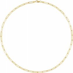 3.85 mm Thin Elongated Flat Link Paperclip Chain - 14k Gold (Y, W, or R), or Sterling Silver - wwdesignjewelers.com