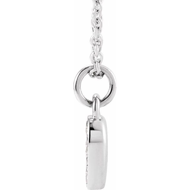 14K White Petite Pavé™ .02 CTW Natural Diamond Numeral 1 16-18" Necklace