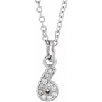 14K White Petite Pavé™ .04 CTW Natural Diamond Numeral 6 16-18" Necklace