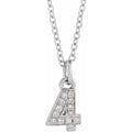14K White Petite Pavé™ .03 CTW Natural Diamond Numeral 4 16-18" Necklace