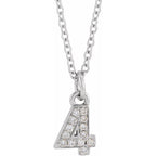 14K White Petite Pavé™ .03 CTW Natural Diamond Numeral 4 16-18" Necklace