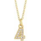 14K Yellow Petite Pavé™ .03 CTW Natural Diamond Numeral 4 16-18" Necklace