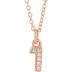 14K Rose Petite Pavé™ .02 CTW Natural Diamond Numeral 1 16-18" Necklace