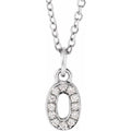 14K White Petite Pavé™ .04 CTW Natural Diamond Numeral 0 16-18" Necklace