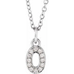 14K White Petite Pavé™ .04 CTW Natural Diamond Numeral 0 16-18" Necklace