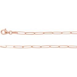 2.6 mm Thin Elongated Flat Link Paperclip Chain - 14k Gold (Y, W, or R), or Sterling Silver - wwdesignjewelry.com