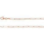 2.6 mm Thin Elongated Flat Link Paperclip Chain - 14k Gold (Y, W, or R), or Sterling Silver - wwdesignjewelry.com