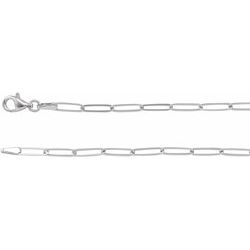 2.6 mm Thin Elongated Flat Link Paperclip Chain - 14k Gold (Y, W, or R), or Sterling Silver - wwdesignjewelry.com