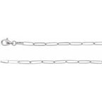 2.6 mm Thin Elongated Flat Link Paperclip Chain - 14k Gold (Y, W, or R), or Sterling Silver - wwdesignjewelry.com