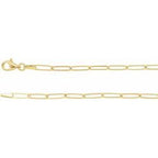 2.6 mm Thin Elongated Flat Link Paperclip Chain - 14k Gold (Y, W, or R), or Sterling Silver - wwdesignjewelry.com