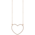 14K Rose 3/8 CTW Natural Diamond Large Heart 16" Necklace