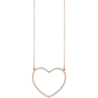 14K Rose 3/8 CTW Natural Diamond Large Heart 16" Necklace