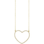 14K Yellow 3/8 CTW Natural Diamond Large Heart 16" Necklace