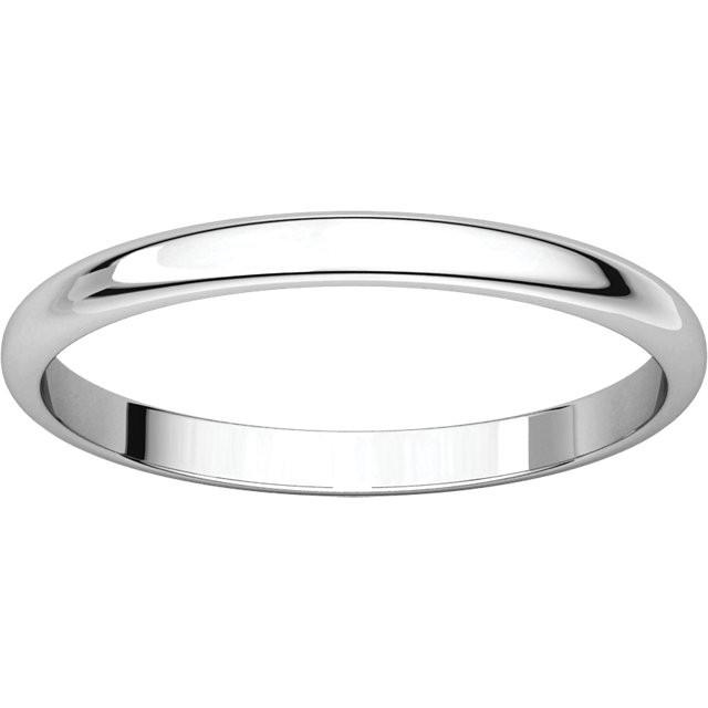 2mm Half Round Light Wedding Band Stackable Ring - 14k Gold (Y, W, or R), Palladium, Platinum, Sterling Silver