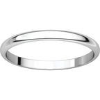2mm Half Round Light Wedding Band Stackable Ring - 14k Gold (Y, W, or R), Palladium, Platinum, Sterling Silver