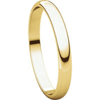 2.5mm Half Round Light Wedding Band Stackable Ring - 14k Gold (Y, W, or R), Palladium, Platinum, Sterling Silver
