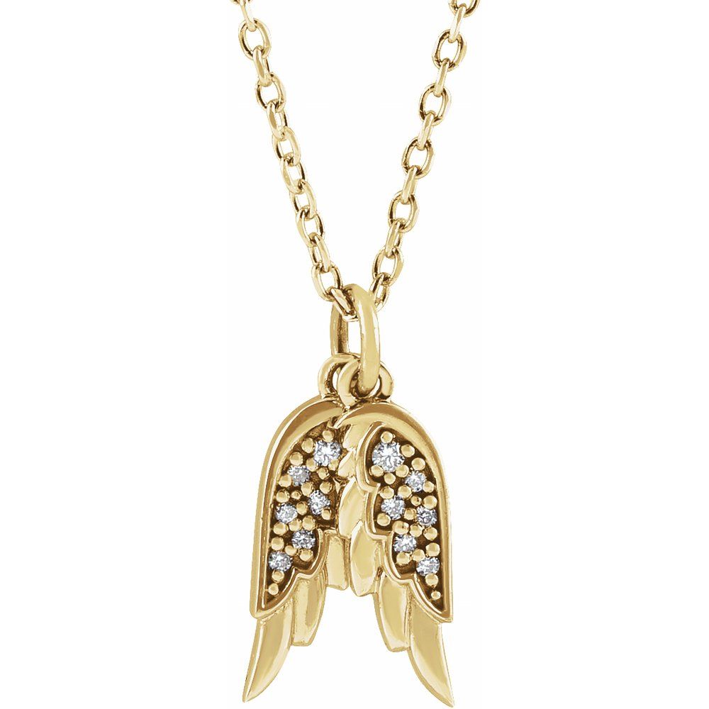 0.03 CTW Diamond Accented Angel Wings Necklace or Pendant - 14k Gold (Y, R or W), Platinum or Sterling Silver