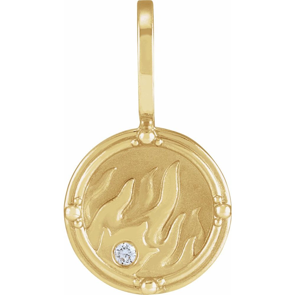 0.015 CT Natural Diamond Water, Earth, Air or Fire Zodiac Element Pendant- 14k Gold (Y, W or R)