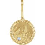 0.015 CT Natural Diamond Water, Earth, Air or Fire Zodiac Element Pendant- 14k Gold (Y, W or R)