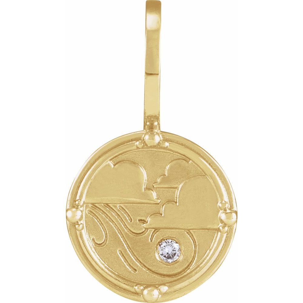0.015 CT Natural Diamond Water, Earth, Air or Fire Zodiac Element Pendant- 14k Gold (Y, W or R)